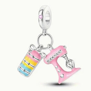 Cute Colorful Food Dough Mixer Bracelet Necklace Silverplated pendant charm